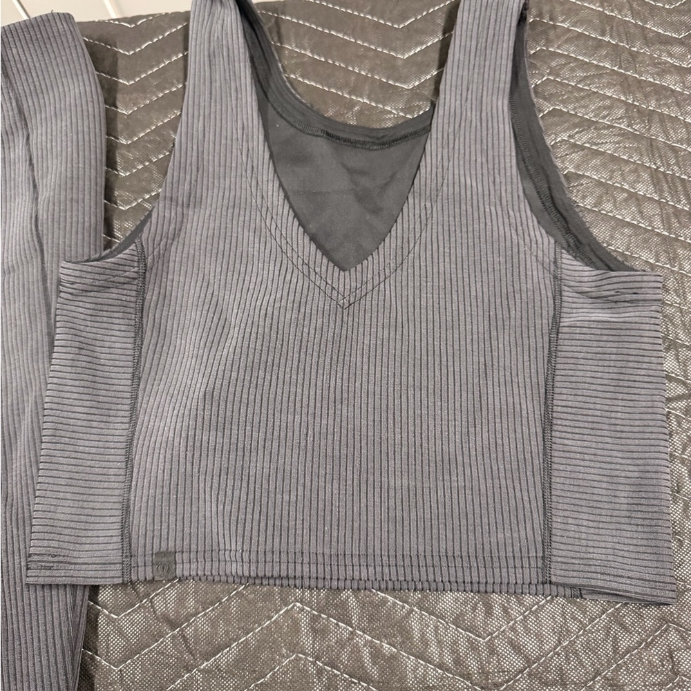 Lululemon Athletica Black Ribbed Top and leggings
